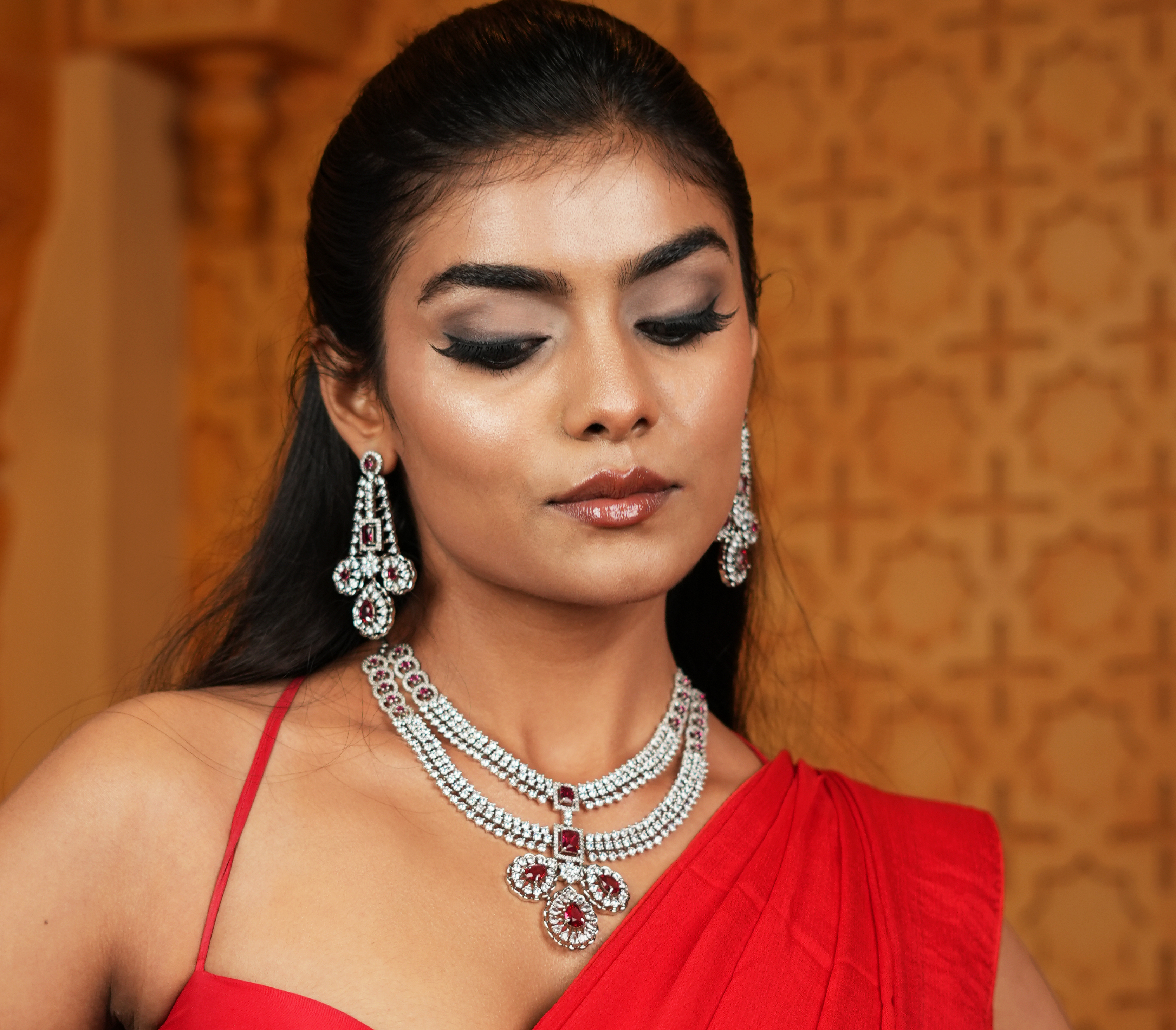 Luxury Ruby Red American Diamond